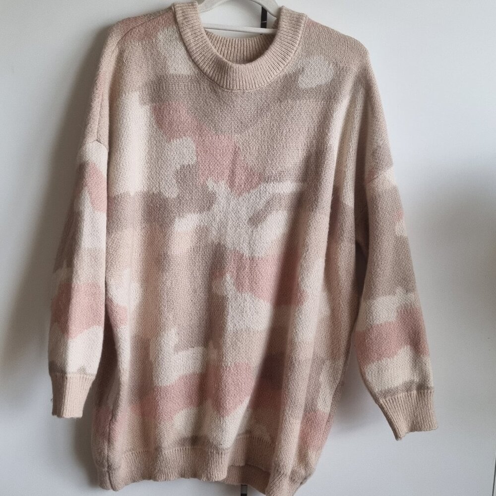 Soft Pink, Cream and Gray Pastel Camo Sweater